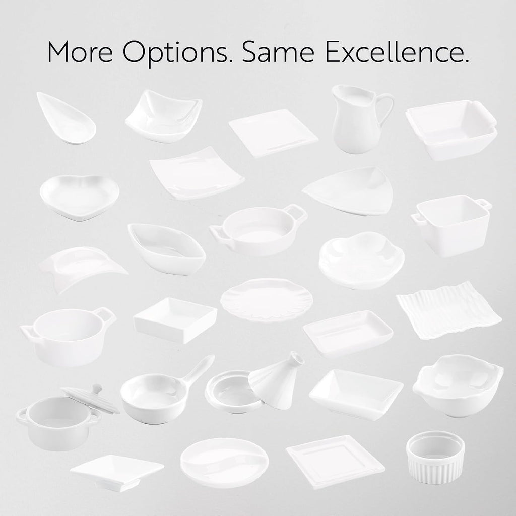 Restaurantware-7 Ounce White Casserole Dishes, 10 Square White Baking Dishes - Oven Safe, Chip Resistant, Porcelain Casserole Dish With Handles, For Snacks, Sauces, Or Desserts