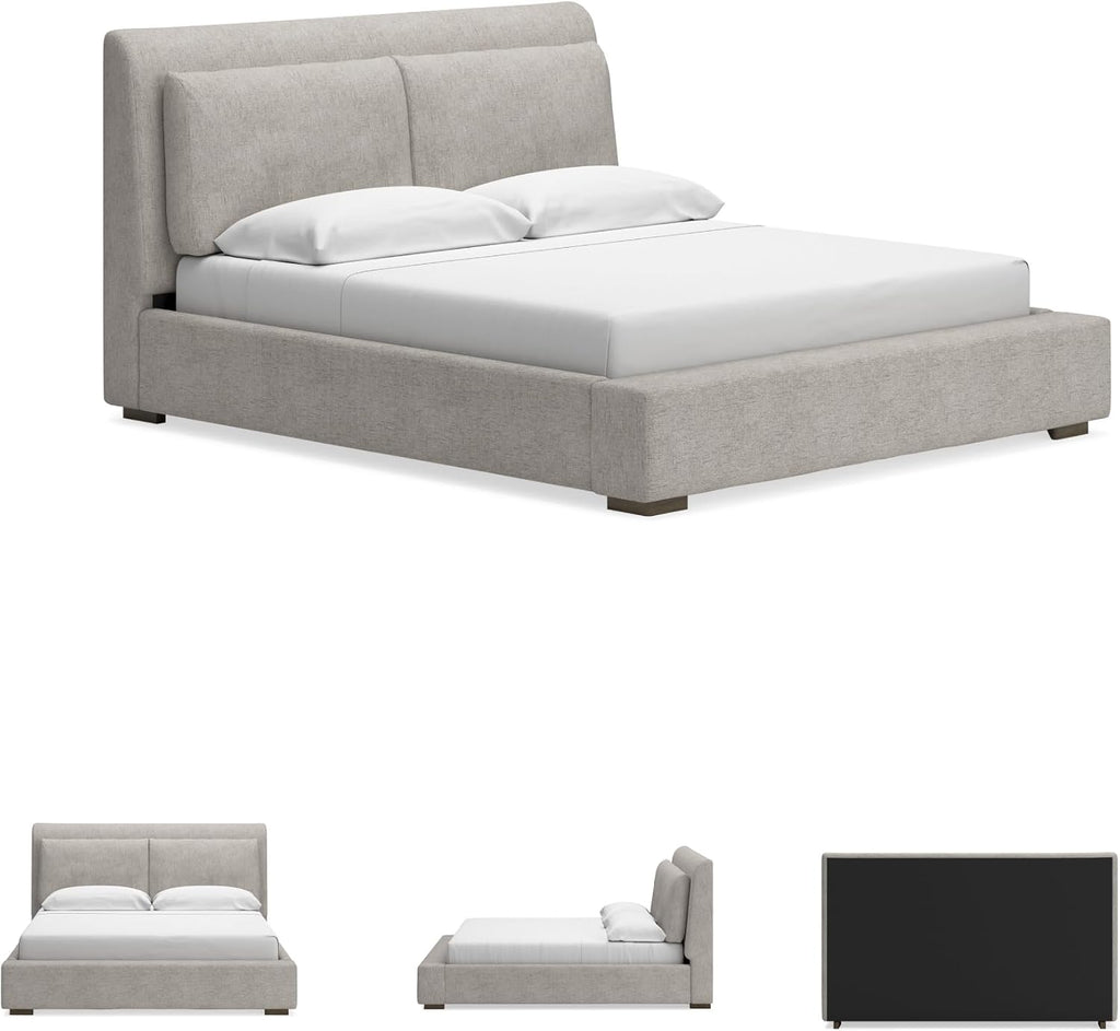 Signature Design by Ashley Cabalynn Casual King Upholstered Bed, Foundation or Box Spring Needed, Beige