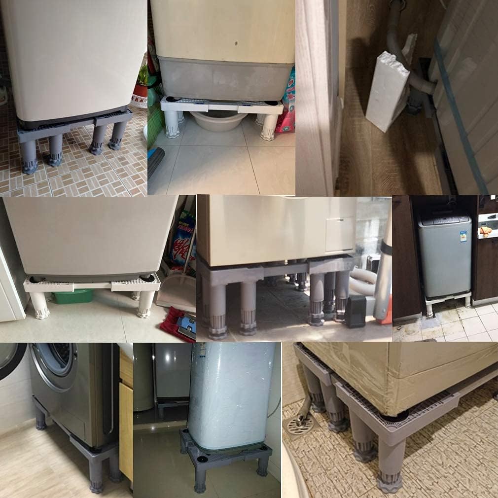 Adjustable Washing Machine Base Upgraded Washing Machine Stand Universal Appliance Base Bracket Heightening Fridge Stand Roller Adjustable Holder 47.5-63cm 4/8/12 Feet Anti-Vi