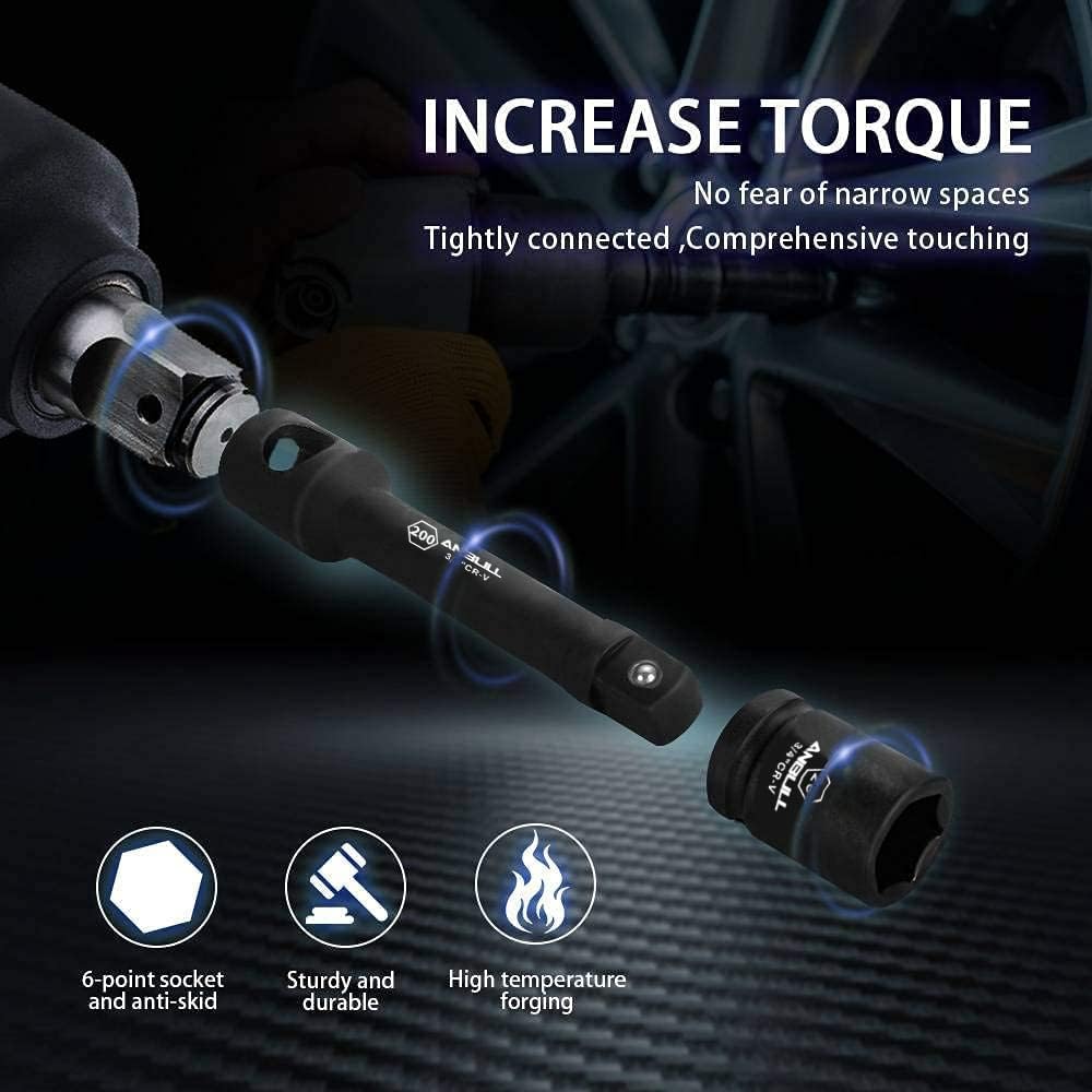 Anbull 3/4-Inch and 1-Inch Drive Jumbo Impact Socket Sets, 27 PCS Shallow Socket Assortment, Standard Metric Sizes (21-50 mm and 50-65 mm)