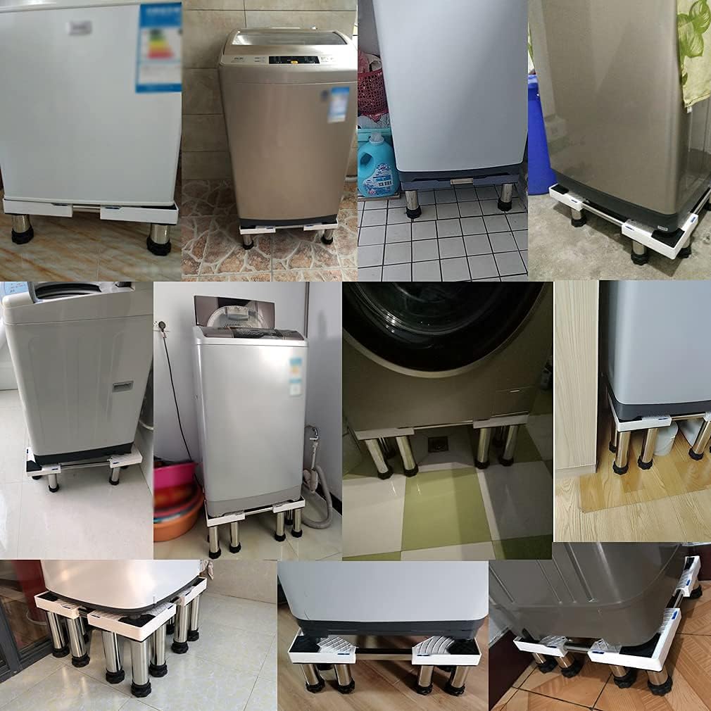 Adjustable Washing Machine Base Upgraded Washing Machine Stand Universal Fridge Base Stand Retactable Furniture Base Bracket Adjustable 47.5-63cm Stand Heavy Machines Stand 4/