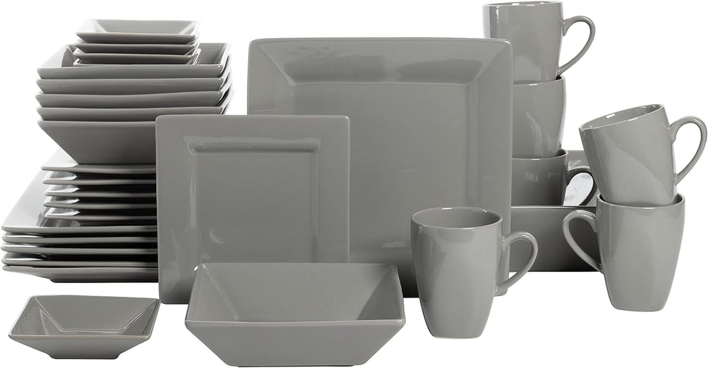 10 Strawberry Street Nova Square 40 pc Dinnerware Set, Gray