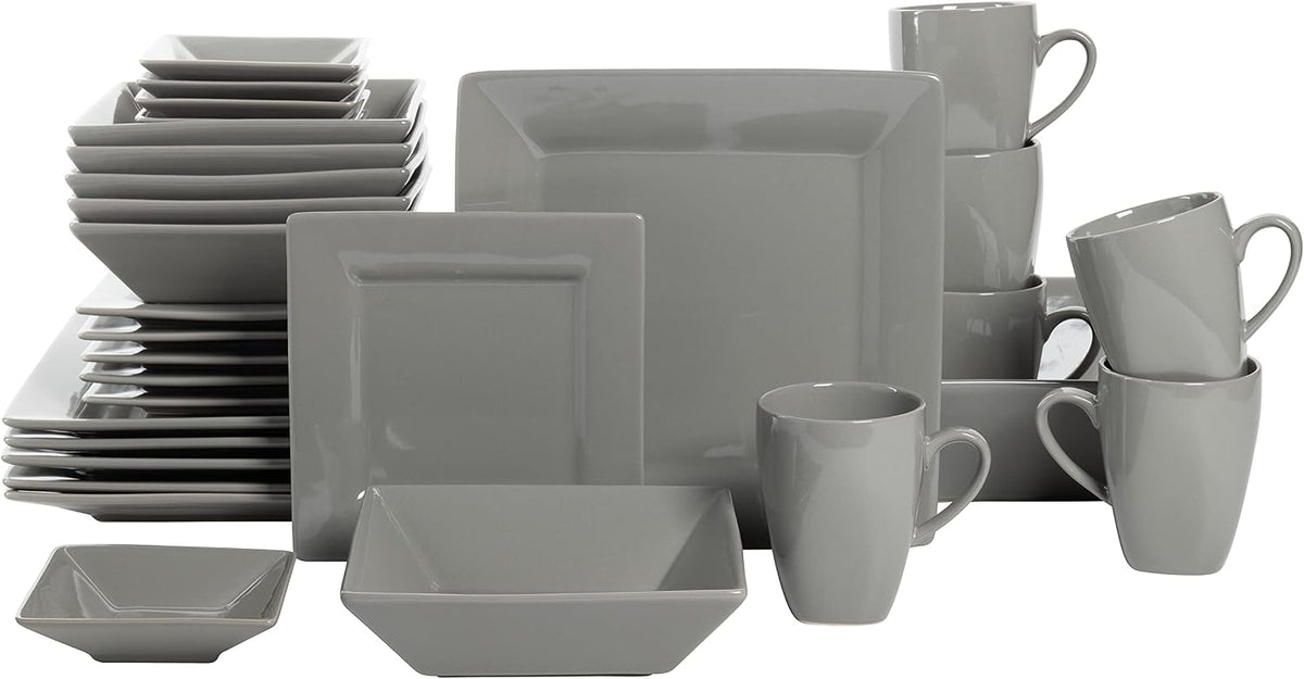 10 Strawberry Street Nova Square 40 pc Dinnerware Set, Gray
