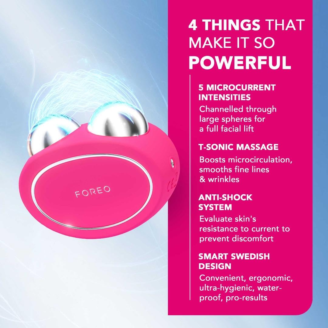 FOREO Bear Microcurrent Facial Device - Face Sculpting Tool - Instant Face Lift - Firm & Contour - Non-Invasive - Increases Absorption of Facial Skin Care Products - Fuchsia