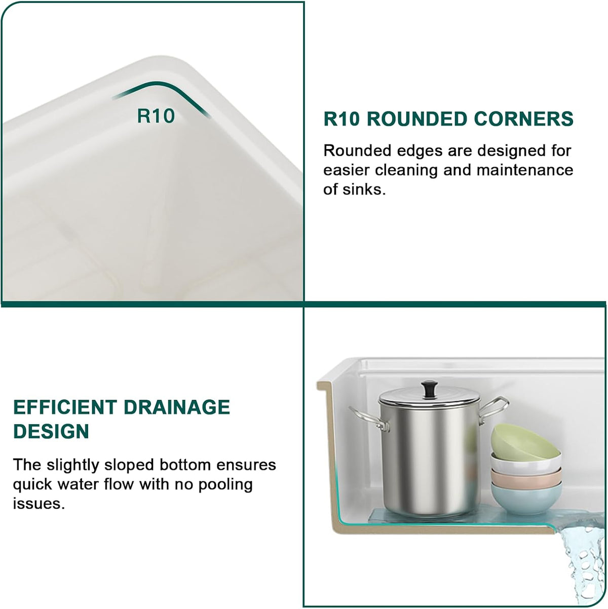 33x19 White Undermount Kitchen Sink, Glossy White Fireclay Single Bowl Workstation Sink, High Fired 2130°C Ceramic Porcelain with Cutting Board, Pasta Strainer & Mixing Bowl #TLAC-0076