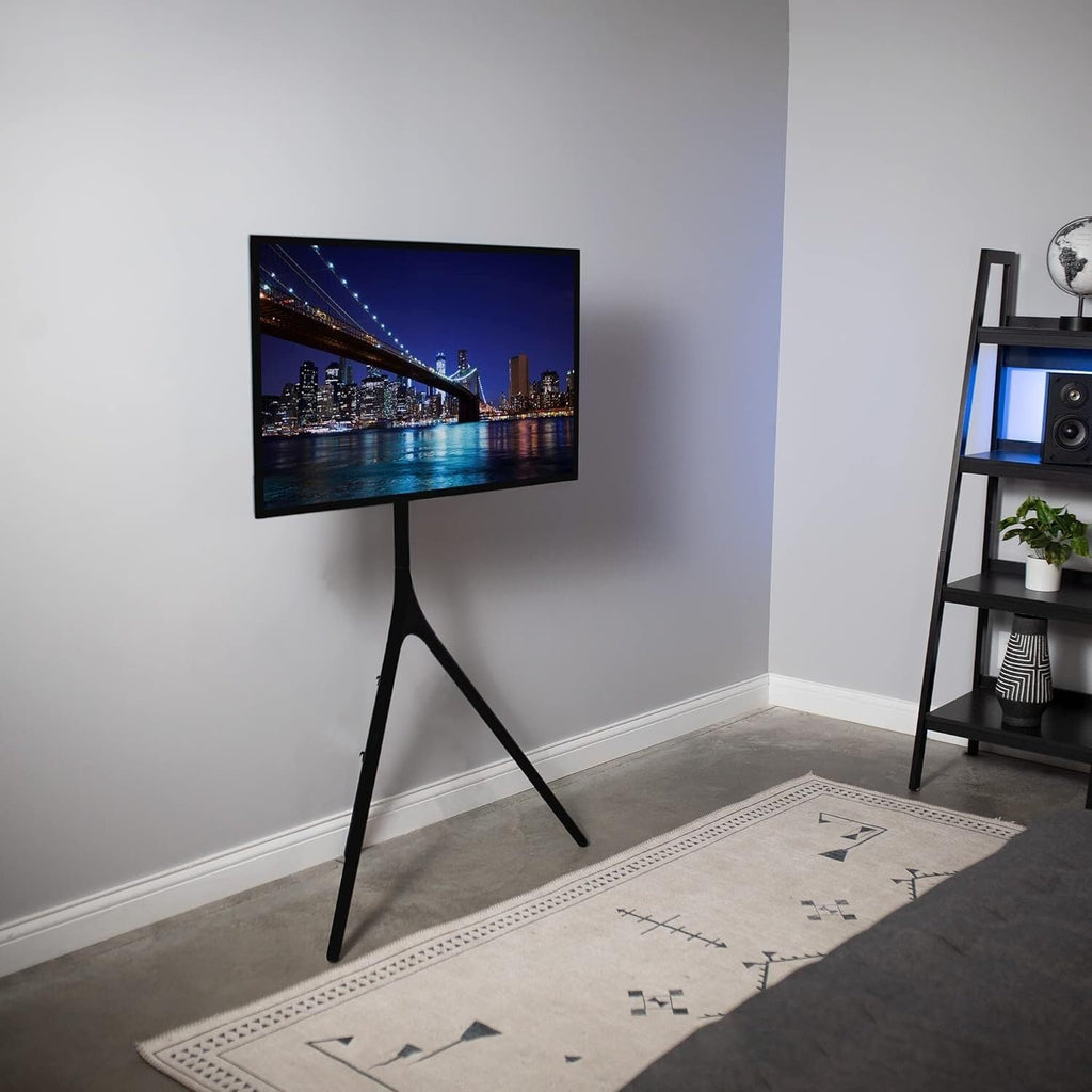 Universal TV Stand TV Stand for Bedroom Artistic Easel 45 to 65 Inch LED LCD Screen, Studio TV Display Stand, Adjustable TV Mount with Swivel and Tripod Base Universal Television Stands