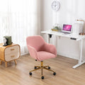 Plush Teddy Fabric Ergonomic Office Chair with Adjustable Height, 360-Degree Swivel Base, and Smooth-Rolling Casters for Home or Workspace (Pink + Teddy + Foam)