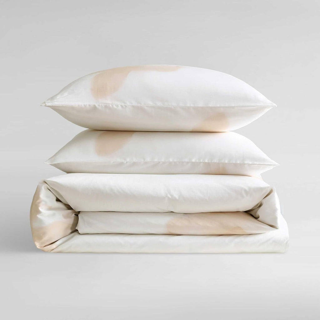 Calvin Klein - King Comforter Set, Cotton Sateen Bedding with Shams, Soft and Breathable, Smooth Silky Feel with Subtle Sheen, Lightweight All-Season Comforter, Liquid Floral Beige