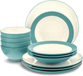 Noritake Colorwave Turquoise 12-Piece Coupe Dinnerware Set, Service for 4