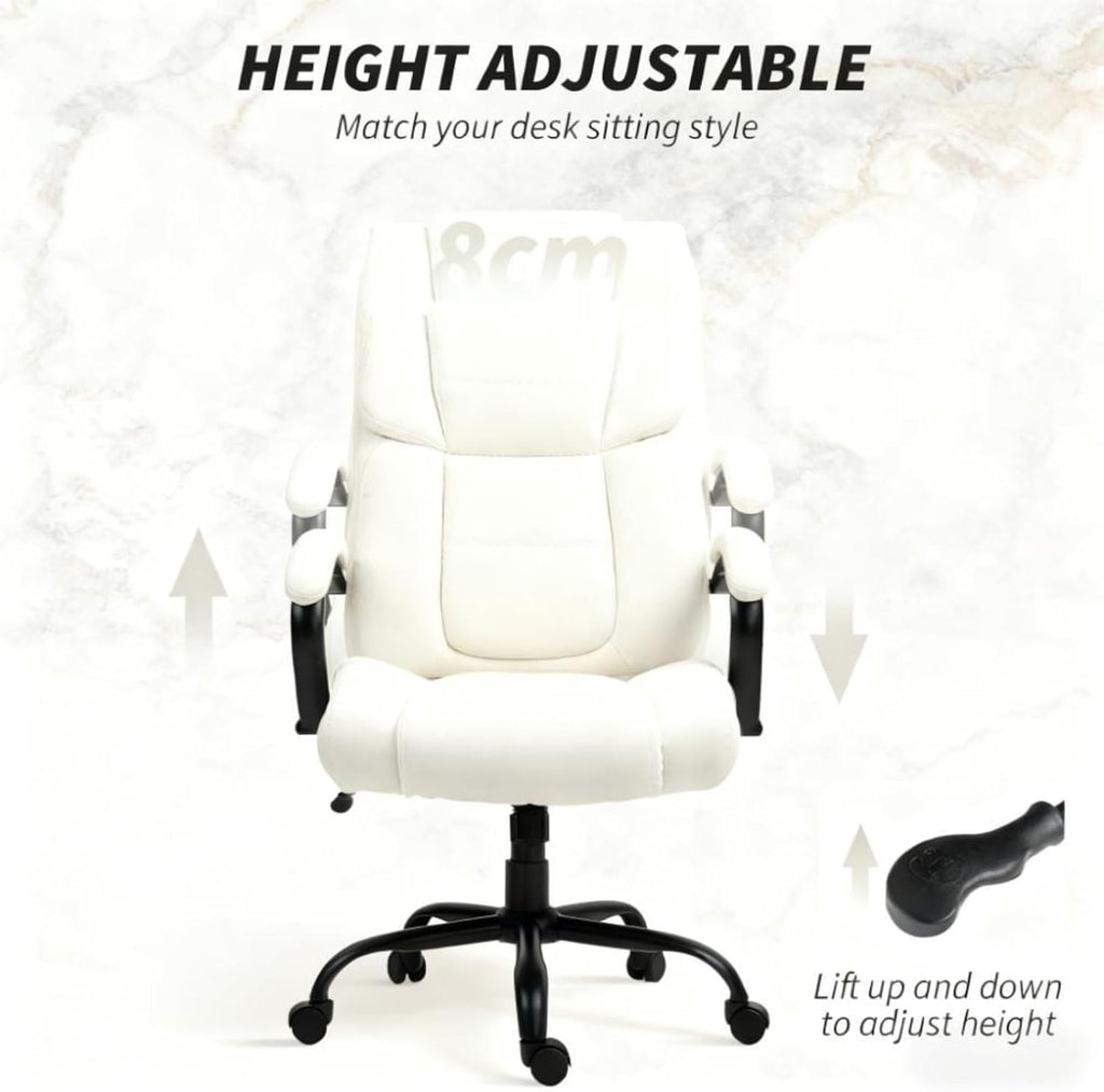 Hassyee Comfortable Design Executive Office Chair with Universal Wheels, Curved Backrest Design Home Office Table Chair with Adjustable Height