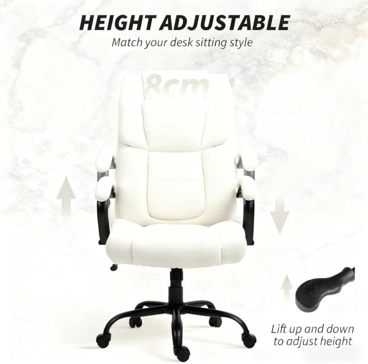 Hassyee Comfortable Design Executive Office Chair with Universal Wheels, Curved Backrest Design Home Office Table Chair with Adjustable Height