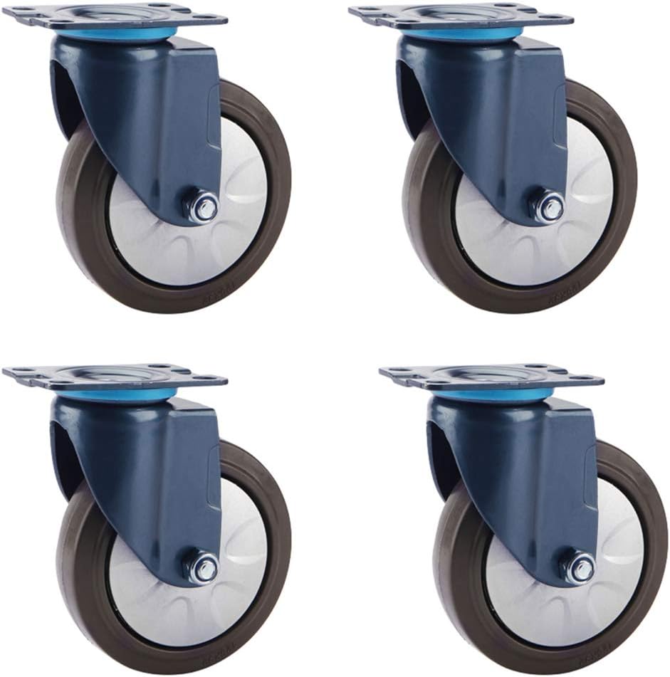 Heavy Duty Swivel Casters 4 Pack Rubber Base Metal Plate Double Locking for Furniture Durable and Sturdy Wheel Casters for Easy Mobility and Safety-Universal-3in/75mm
