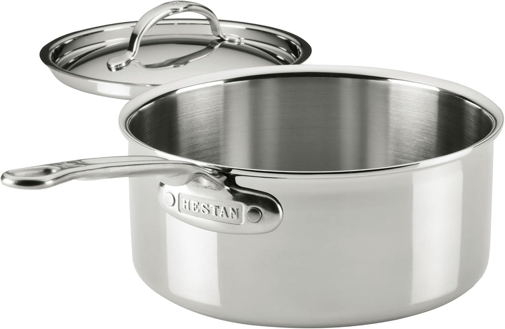 Hestan ProBond Luxe 3-Quart Saucepan with Lid, Professional Clad Stainless Steel ProCore Tri-Ply Clad Construction, Polished Exterior, Induction & Oven Safe