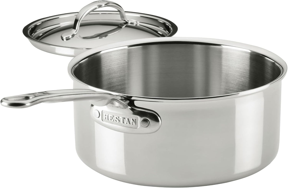 Hestan ProBond Luxe 3-Quart Saucepan with Lid, Professional Clad Stainless Steel ProCore Tri-Ply Clad Construction, Polished Exterior, Induction & Oven Safe