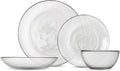 FORTESSA Los Cabos Tableware, 16-Piece Glass Dinnerware Set with 4 Dinner Plates, 4 Salad Plates, 4 Coupe Bowls and 4 Cereal Bowls, Dishwasher-Safe Glass Plate Set, Clear
