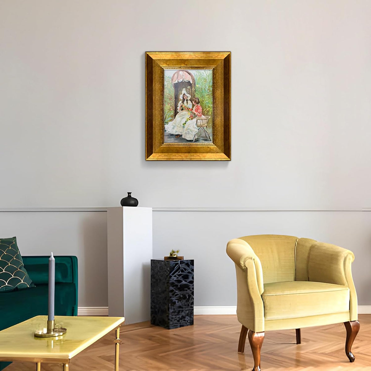 28x32 Antique Gold DIY Painting Frame, Large Ornate Oil Painting Decorative Picture Frame, Hand-Polished Paste Foil, Suitable For European Retro, Baroque Decoration Style(Only Frame)