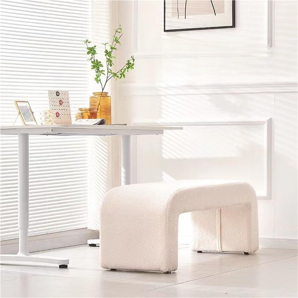 Minimalist Entryway Shoe Bench, Upholstered Bed End Bench, Vanity Stool/Ottoman/Footrest, Modern Arched Benches for Front Door, Living Room, Hallway, Make-up Room(Black,31.5''x15.7''x16.9'')