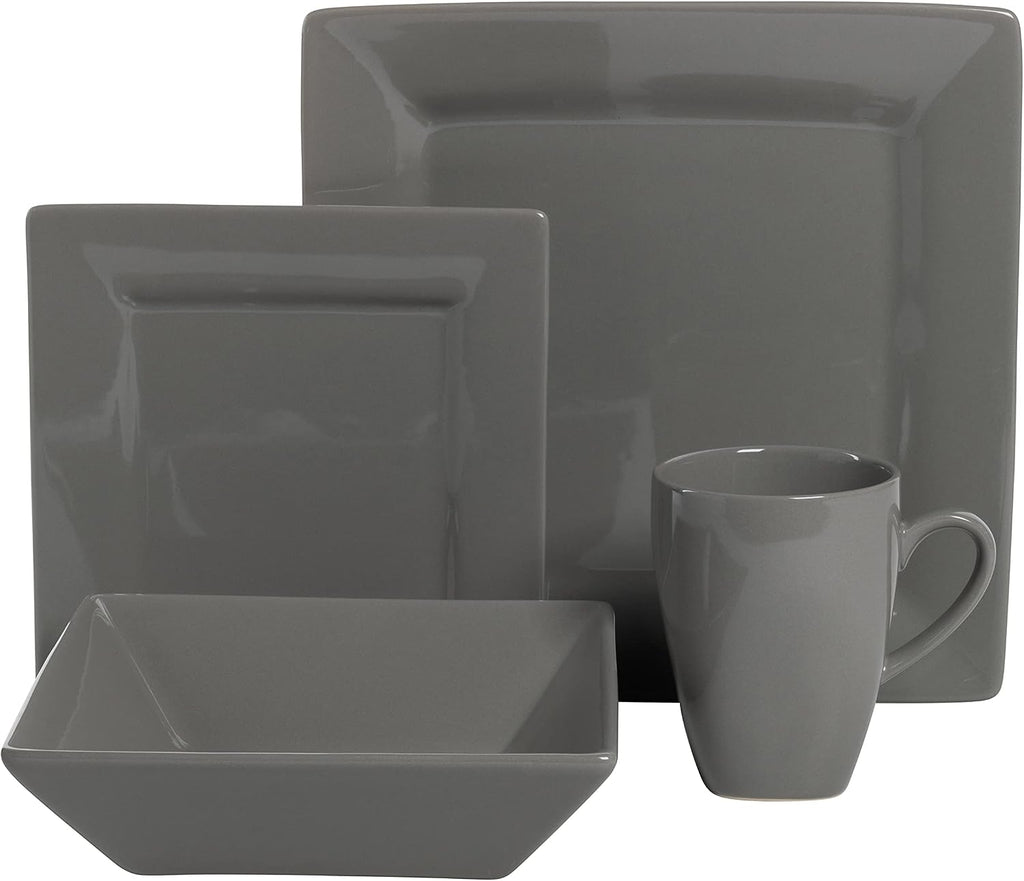 10 Strawberry Street Nova Square 40 pc Dinnerware Set, Gray