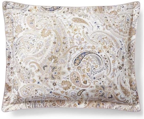 Lauren Ralph Lauren Estella Paisley Tan Gold Purple Navy Blue King 3 pc Comforter Set Shams