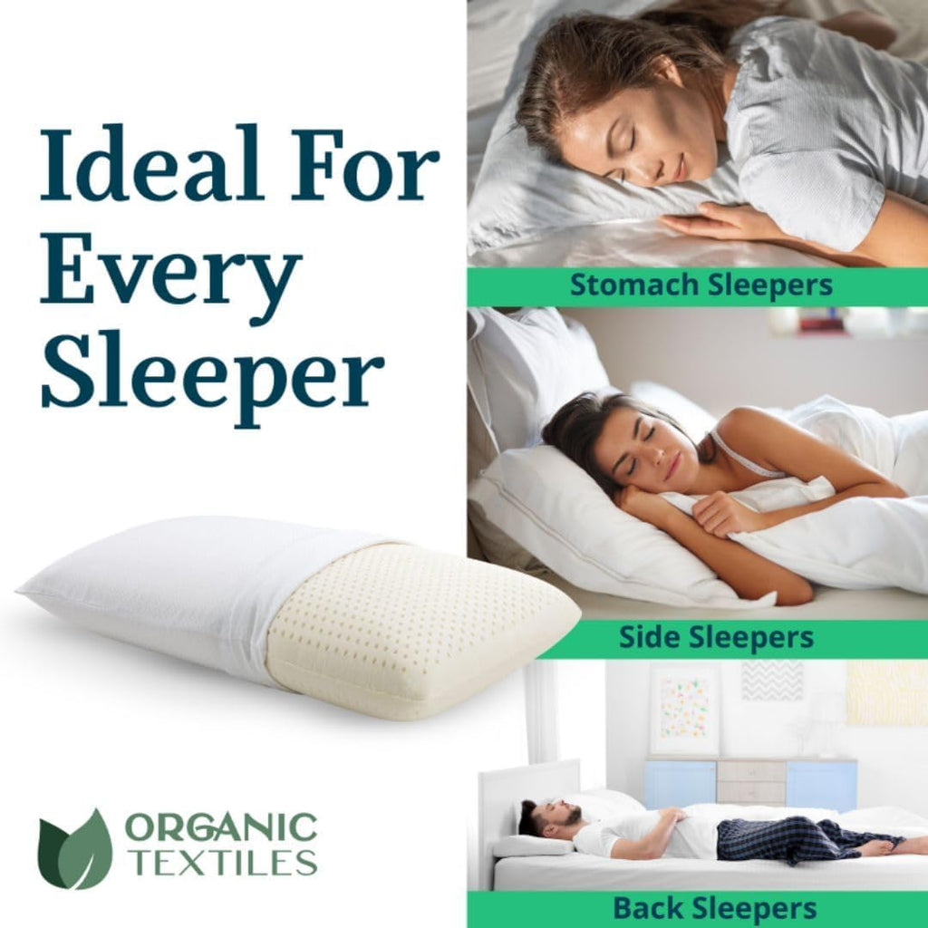 ORGANIC TEXTILES 100% Talalay Latex Bed Pillow with GOTS Certified Organic Cotton Cover (Standard Size - Soft) - Pack of 1