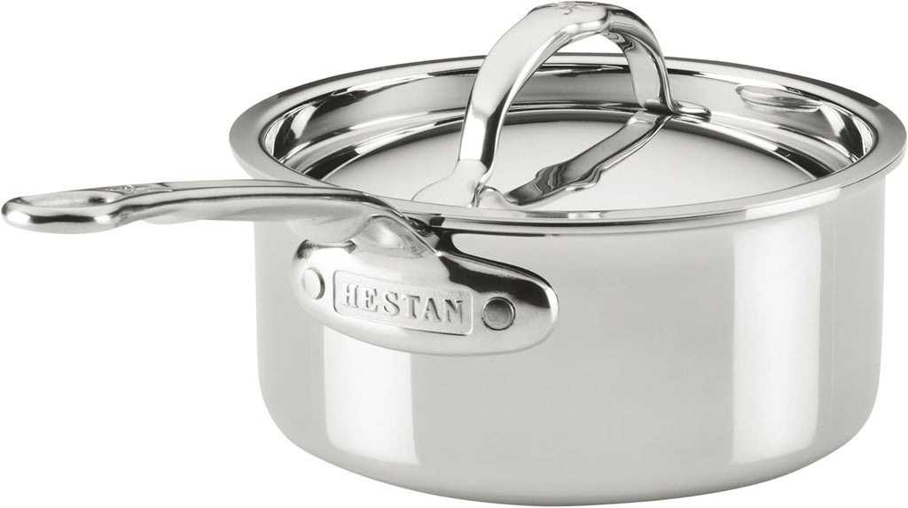 Hestan ProBond Luxe 1.5-Quart Saucepan with Lid, Professional Clad Stainless Steel, ProCore Tri-Ply Clad Construction, Polished Exterior, Induction & Oven Safe