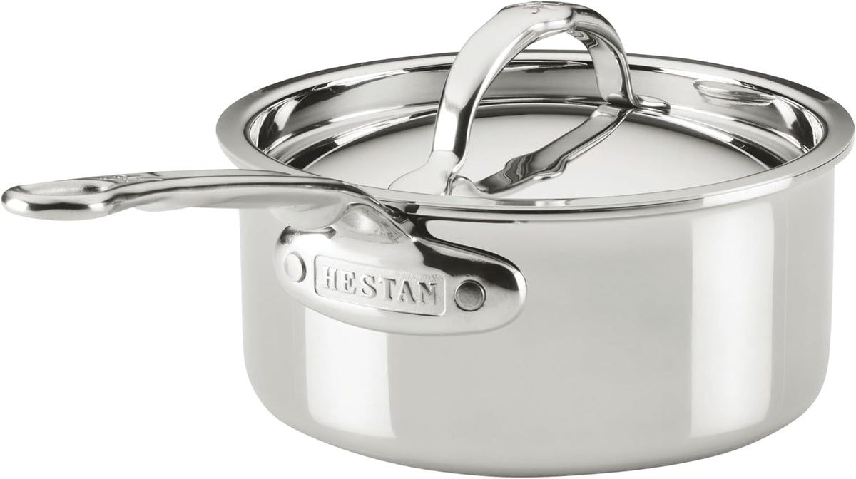 Hestan ProBond Luxe 1.5-Quart Saucepan with Lid, Professional Clad Stainless Steel, ProCore Tri-Ply Clad Construction, Polished Exterior, Induction & Oven Safe