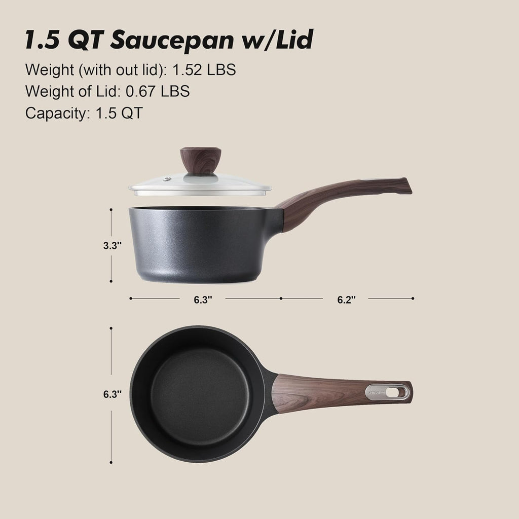 SENSARTE 26 Pcs Pots and Pans Set Nonstick,Kitchen Cooking Set,1.5 Quart Nonstick Sauce Pan with Lid,Non stick Saucier Pan, Induction Comptable, PFOA Free
