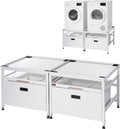 VEVOR Laundry Pedestal, 22.6 in Height, 29 x 29 in Washer and Dryer Pedestals with Pull-out Tray and Storage Space, 800 lbs Load Capacity, Non-Slip Feet Washing Machine Stand Universal, White, 2 Pack
