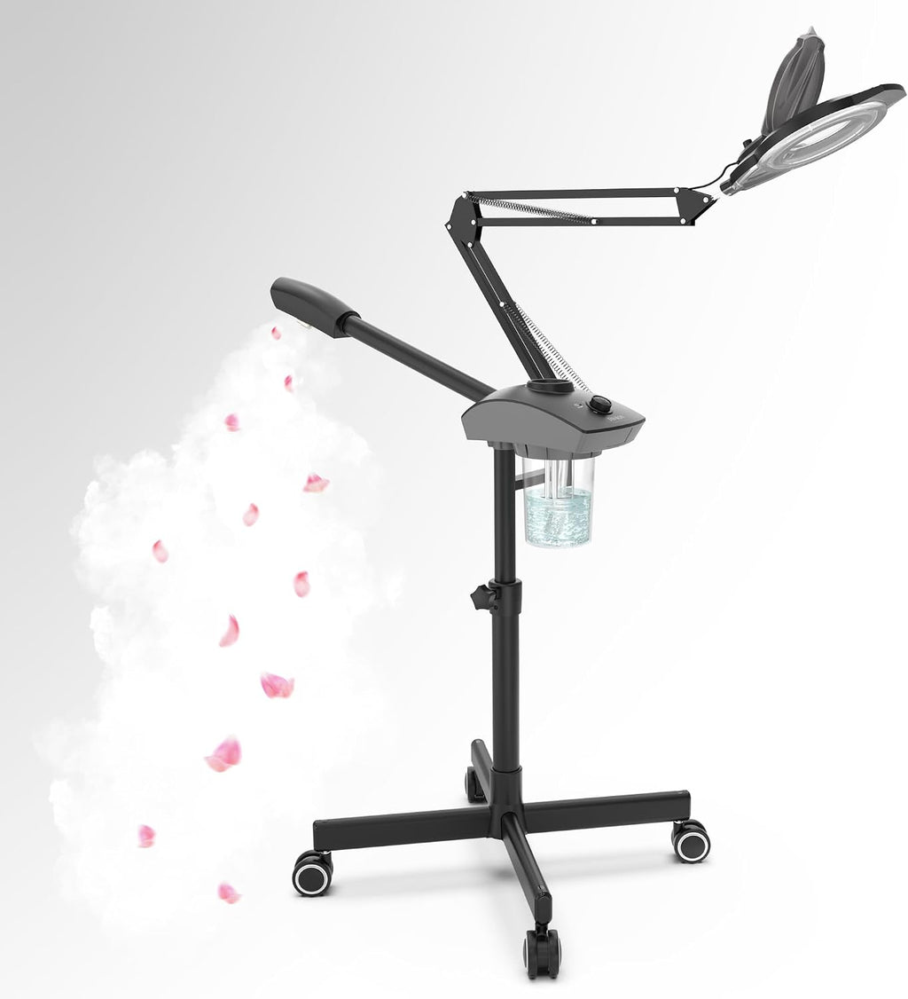 TASALON Professional 2-in-1 Facial Steamer, Ozone Face Steamer with 5X Magnifying Lamp Deep Cleaning Pore,Hot Mist Face Steamer Salon Spa Beauty Skin Care Equipment, Aroma Therapy Nozzle Included
