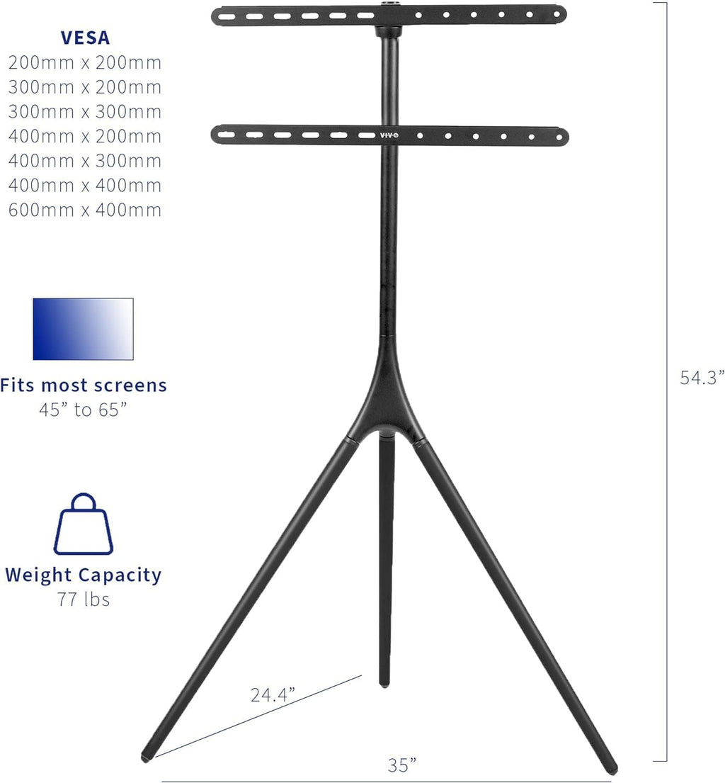 Universal TV Stand TV Stand for Bedroom Artistic Easel 45 to 65 Inch LED LCD Screen, Studio TV Display Stand, Adjustable TV Mount with Swivel and Tripod Base Universal Television Stands