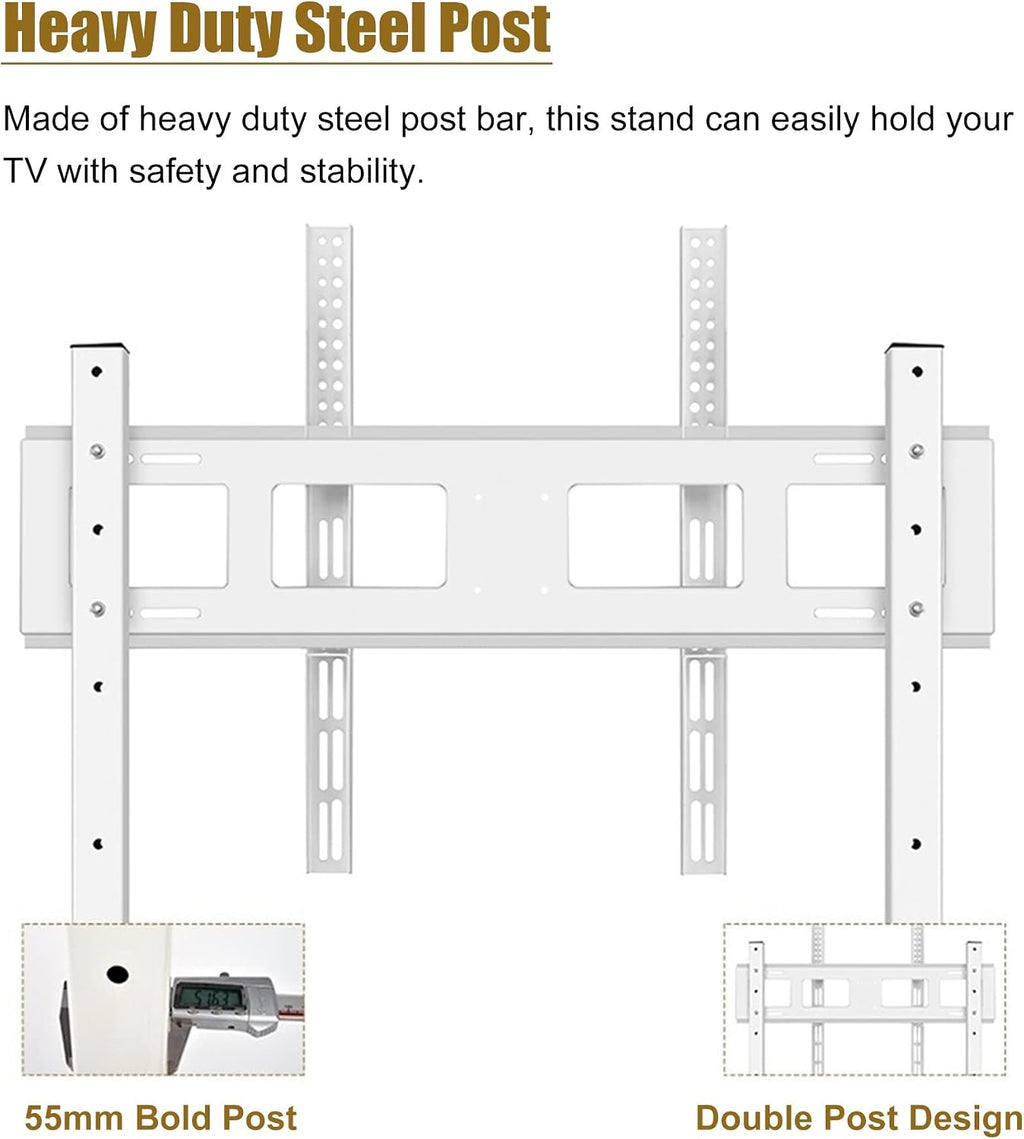 White Tall Floor TV Stand for 32 43 50 55 65 70 Inch TV, Universal Mobile TV Cart for Living Room Bedroom, Heavy Duty Rolling TV Stand on Locking Wheels Beautiful Scenery