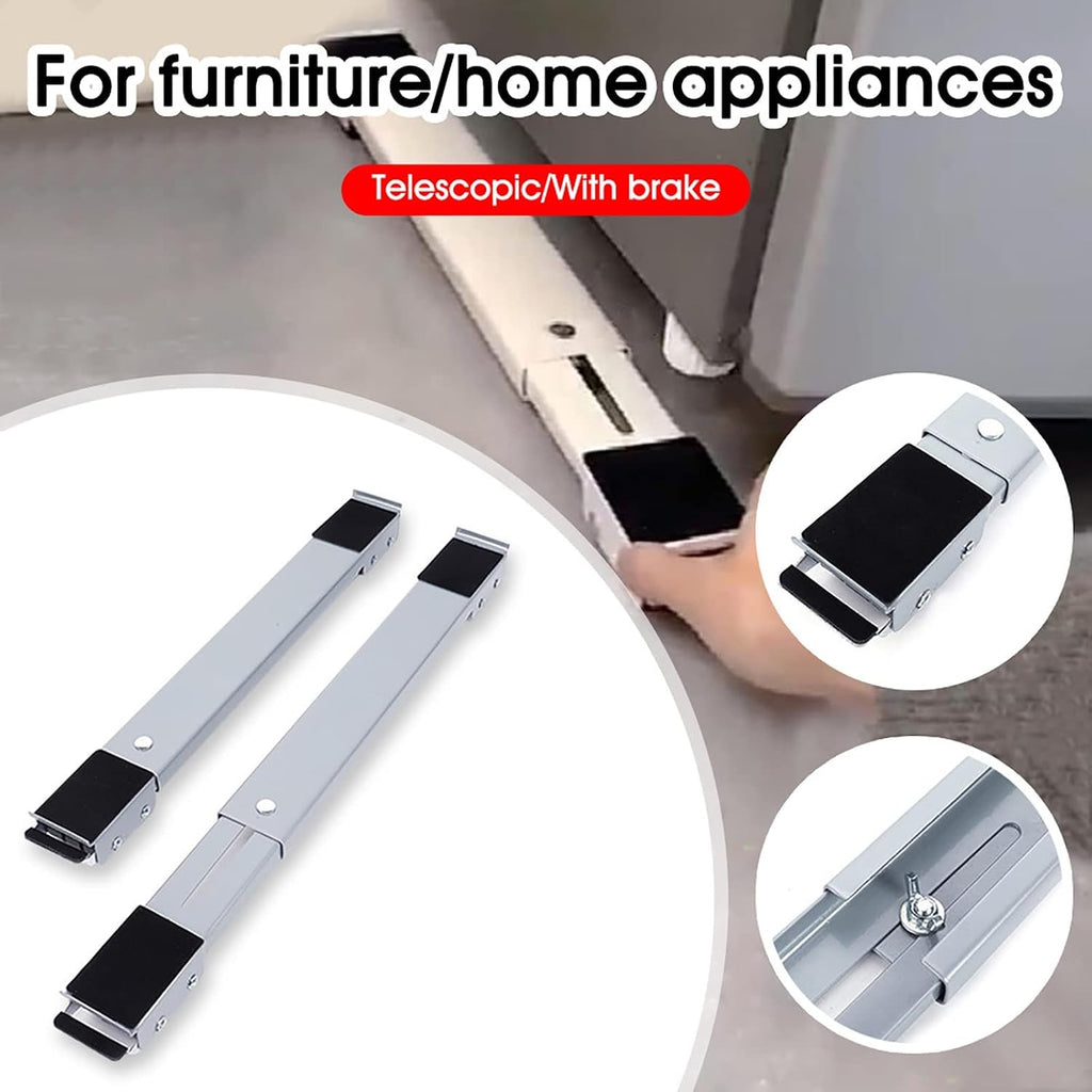 Washing Machine Base, Multi-Functional Portable Washer and Dryer Stand, Adjustable Furniture Universal Dolly Roller Pedestal, Mobile Roller with 24 Wheels (Silver)