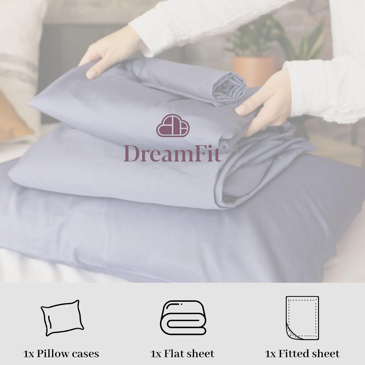 DreamFit DreamCool 100% Egyptian Cotton Cooling Bed Sheet Set with Elastic Corner Straps Extra Deep Pocket Crafted in USA Twin XL Sheet Set Ivory