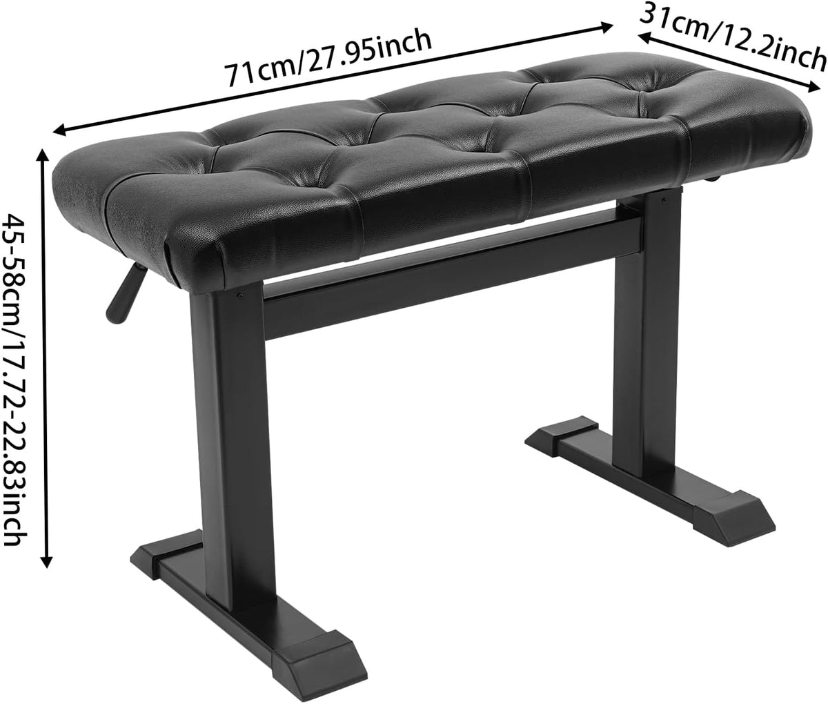 18''-23'' H Adjustable Piano Bench, Heavy Duty Keyboard Piano Stool, Piano Chair with PU Leather Cushion, Hydraulic Lifting Keyboard Bench(Black)