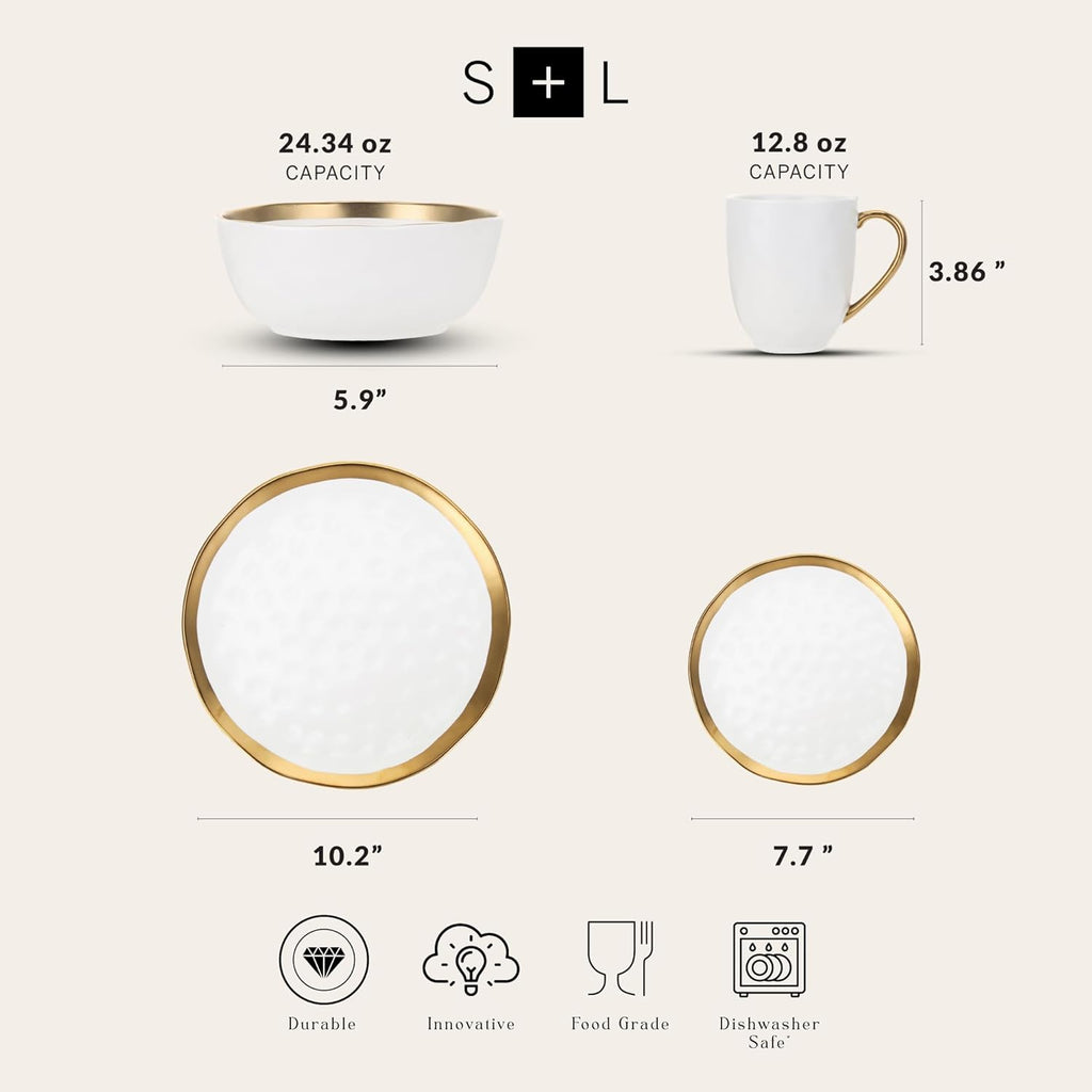 Stone Lain Florian Modern Porcelain Dish Set, 32-Piece Dishes for 8, White