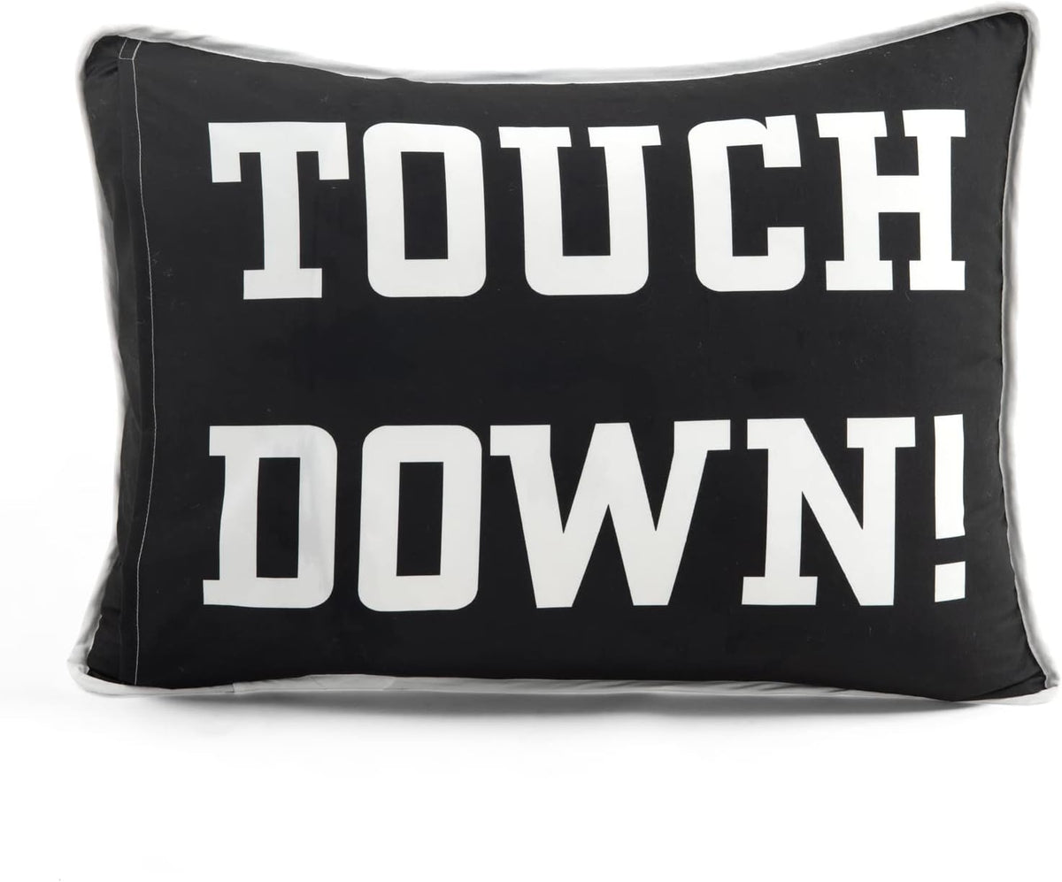 Lush Decor American Football Reversible Quilt Queen Size 5 Piece Set Full/Queen White & Black - Kids Bedding Set Queen Quilt - Football Decor