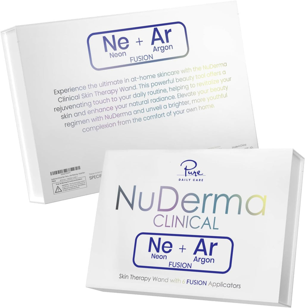 Pure Daily Care NuDerma Clinical Portable Skin Therapy Wand, Machine with 6 Fusion Neon + Argon Wands – Anti Aging - Clarifying - Skin Tightening & Radiance - Wrinkle Reducing (Pack of 2)