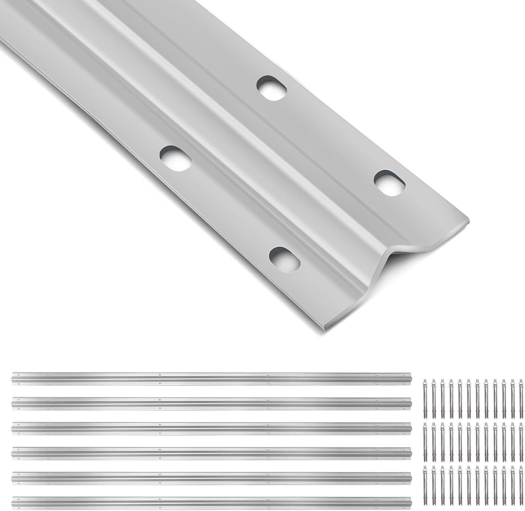 48ft V-Track for Sliding Gates, Galvanized Steel Heavy-Duty Inverted V-Groove Track with Hammer Drive Anchors, Durable & Rust-Resistant Rolling Gate Rail for Driveways Systems (8ft 6pcs)