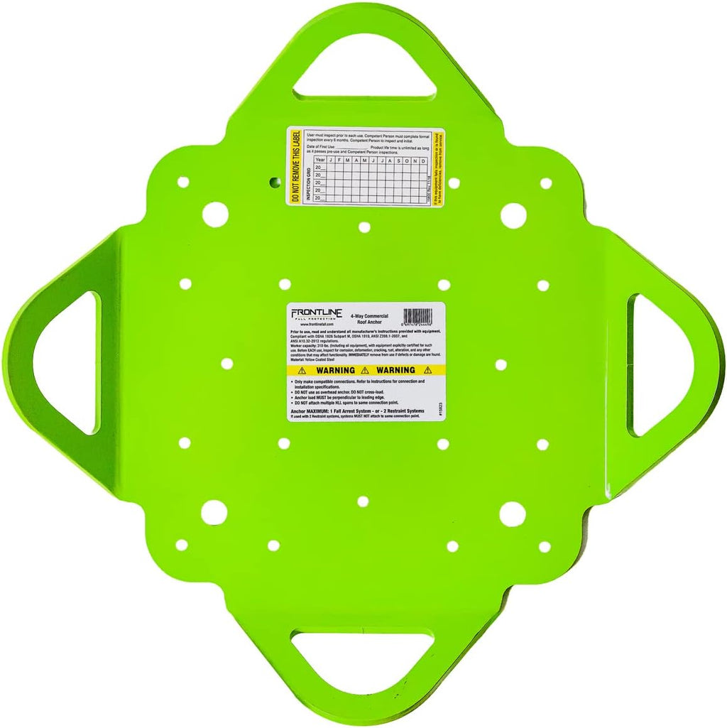Frontline RO4W Multifunction 4-Way Anchor | Strength Rating: 5,000 lbs | OSHA & ANSI Compliant Roof Anchor Plate | Metal, Wood or Concrete Application