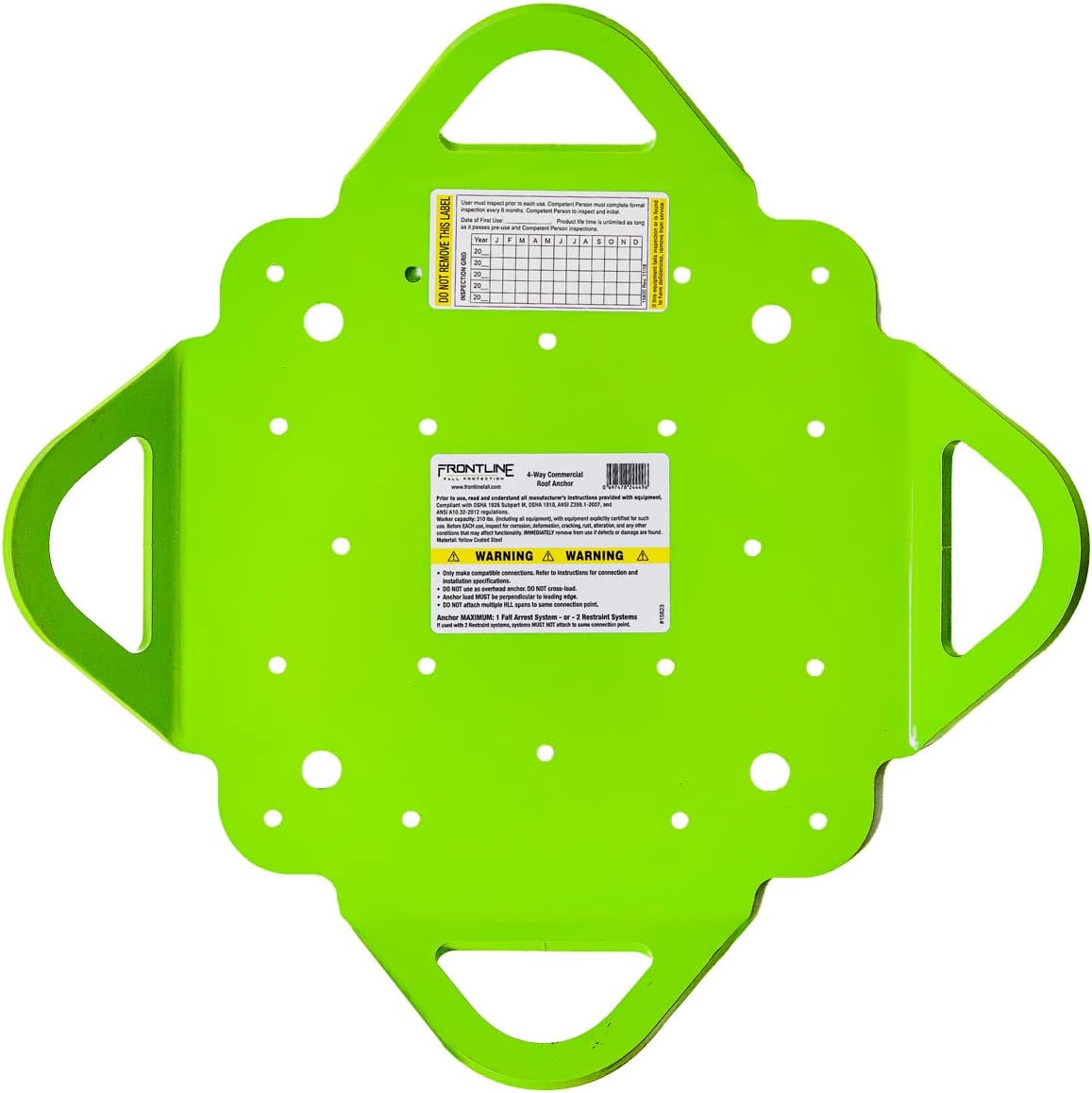 Frontline RO4W Multifunction 4-Way Anchor | Strength Rating: 5,000 lbs | OSHA & ANSI Compliant Roof Anchor Plate | Metal, Wood or Concrete Application