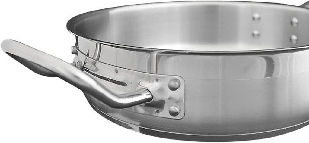 TrueCraftware- 7 Qt. Stainless Steel Sauté Pan with Lid and Welded Hollow Handle - Chef Cooking Pan Egg Pan Fry Omelet Sauté Pans Cookware NSF Certified