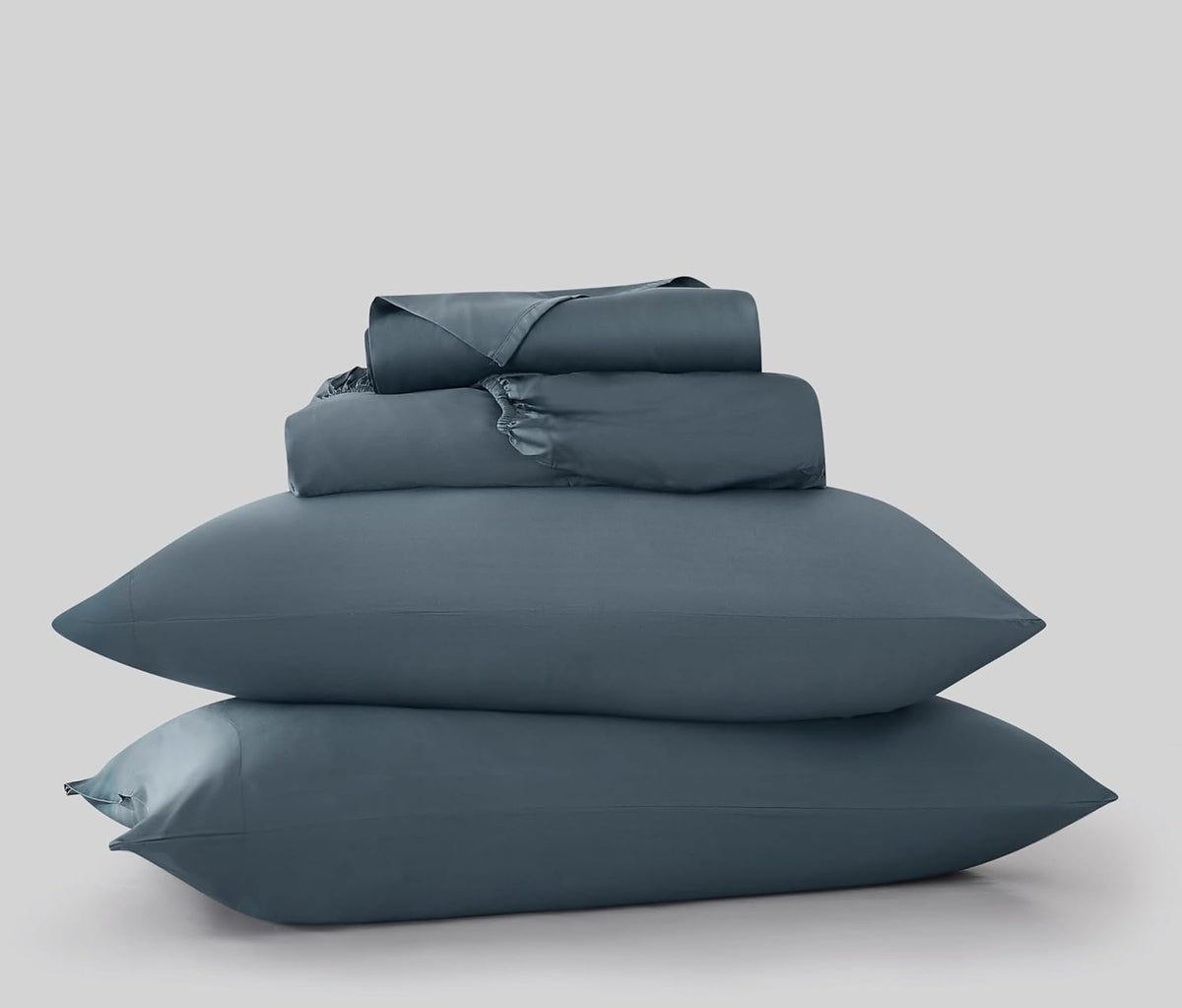 Brooklyn Loom 300 Thread Count 100% Rayon from Bamboo Blue 4 Piece Queen Sheet Set