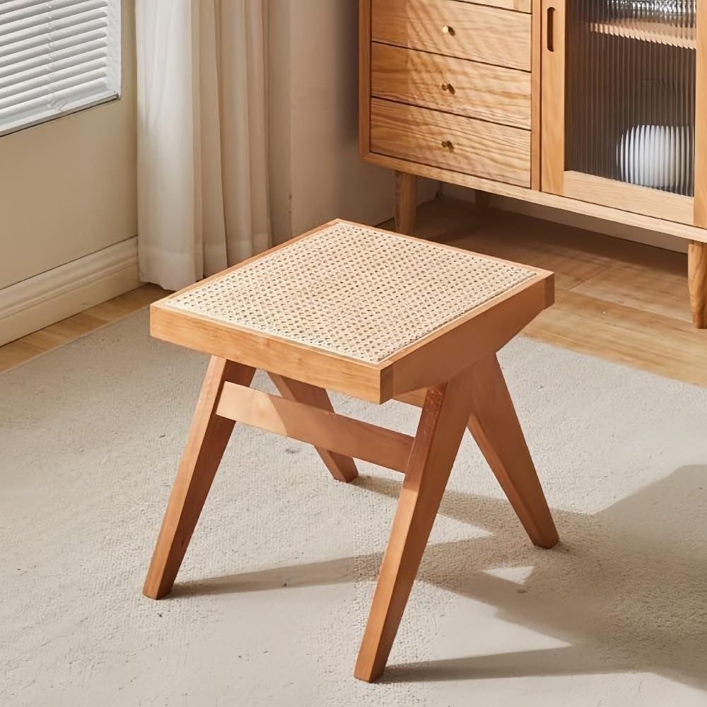 Stool with Rattan Entryway Shoe Bench Vanity Stools Dressing Stool Small Sitting for Living Room Beautiful