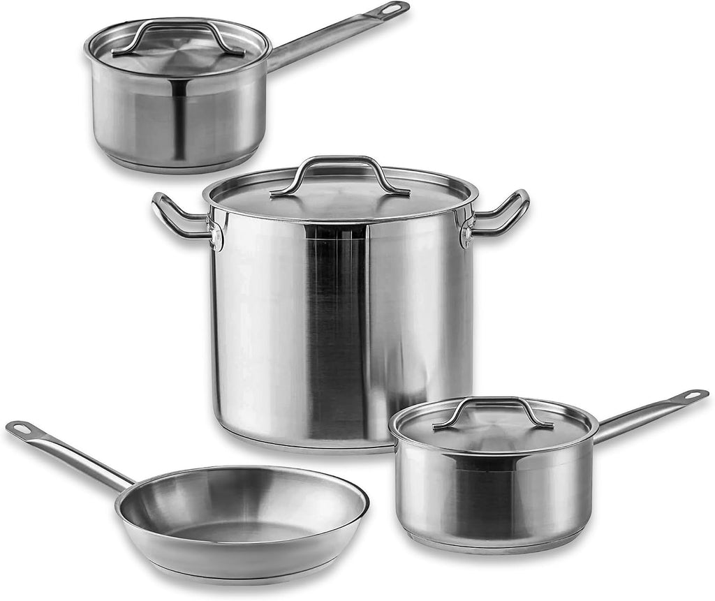 Stainless Steel Cookware Set, Induction Cookware, 16 Qt Stockpot With Lid, 2 Qt And 3.5 Qt Saucepans, And Frying Pan (7 Piece)