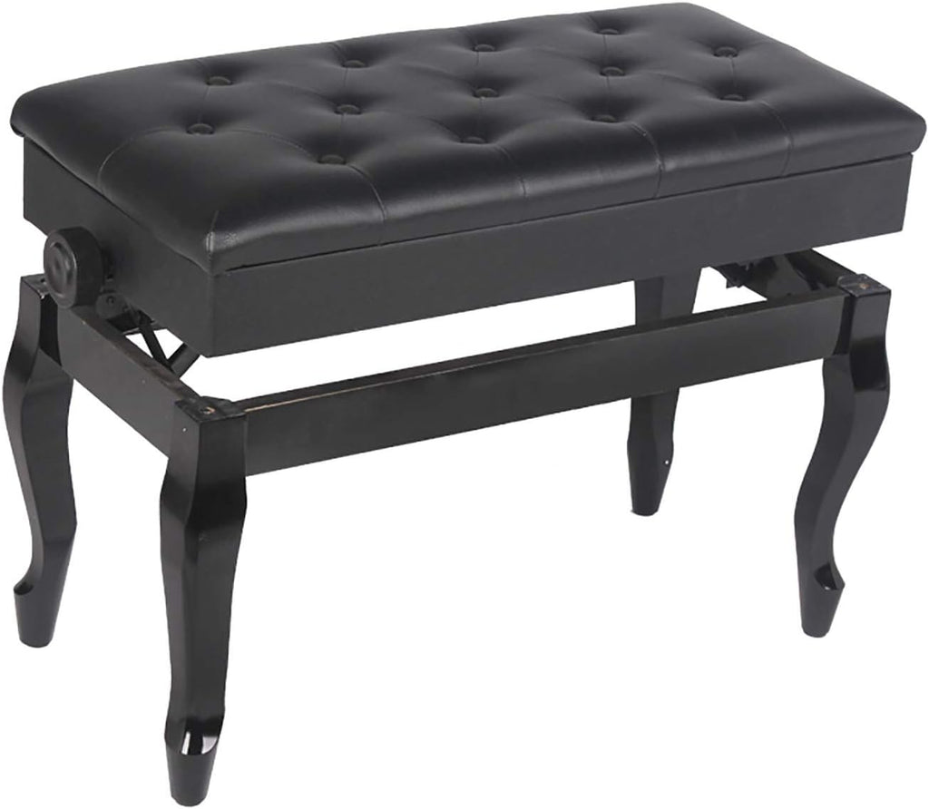 Vanity Bench,Piano Stool Height Adjustable Piano Bench Comfortable Leather Keyboard Stool with High Resilience Sponge Cushion and Storage Compartment for Music Books (Black，Black