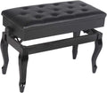 Vanity Bench,Piano Stool Height Adjustable Piano Bench Comfortable Leather Keyboard Stool with High Resilience Sponge Cushion and Storage Compartment for Music Books (Black，Black