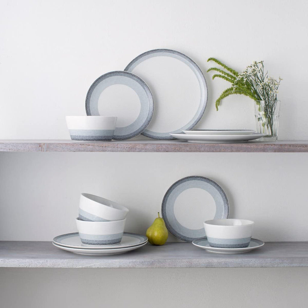 Noritake Colorscapes Layers Ash 12-Piece Coupe Dinnerware Set, Service for 4
