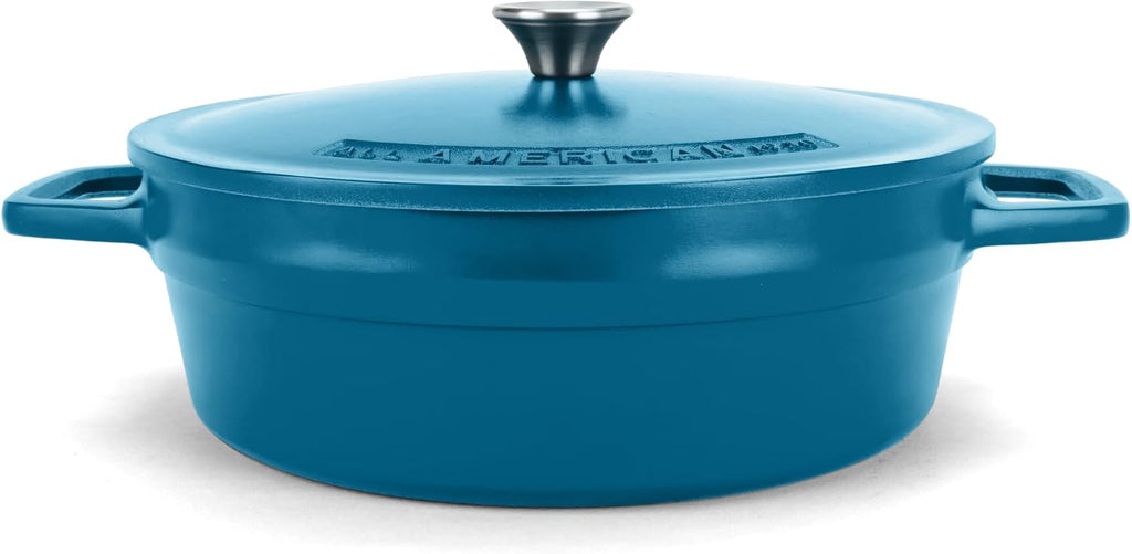 All American 1930 - Dutch Oven - The Saucier Set, Berry Blue - 5.5qt Capacity - Perfect for Sauces, Soups & Simmering - Non Stick & PFAS Free - Made in the USA