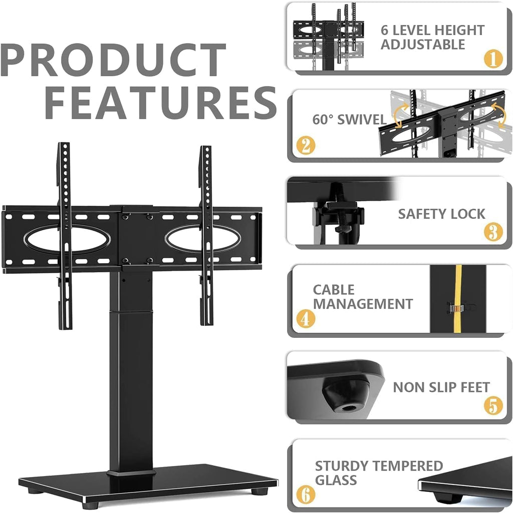 Mobile TV Stand with Swivel Mount Height Adjustable Rolling Cart for 32-70' TVs Universal TV Base Convenient TV Table on Wheels Perfect for Home & Office