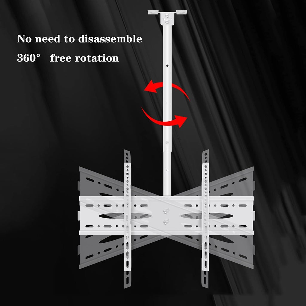 Universal TV Stand TV Stand Base White TV Hanger 40'-60' TV Ceiling Mount Tilt RotationBracket Height-Adjustable TV Ceiling Mount, Max 600x400mm and Holds Up to 110lbs Tv Stand Mo,White-1 meter